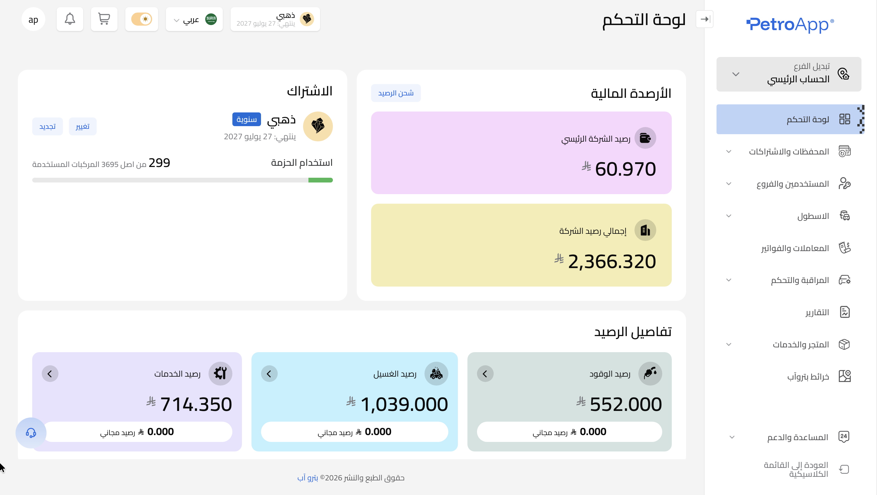 PetroApp fleet dashboard